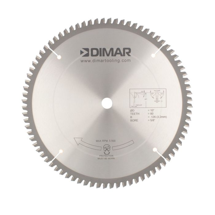 10" Dia, Carbide Tipped, Non Ferrous Saw Blade, .126" (3.2mm) Kerf, 80 Teeth, MTCG