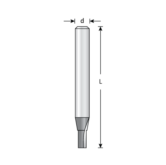 7/16" Dia, Carbide Tipped, Straight Bit, 2 Flute, 1/2" Shank, 3" Length