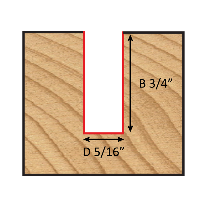 5/16" Dia, Carbide Tipped, Straight Bit, 2 Flute, 1/4" Shank, 2" Length