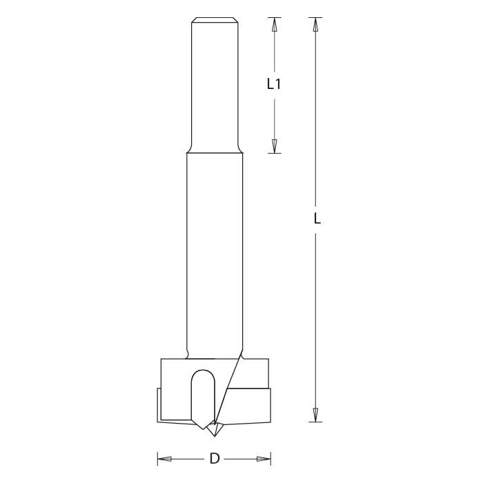 16mm Dia, Carbide Tipped, Boring Bit, Long, RH, 10mm Shank, 90mm Length