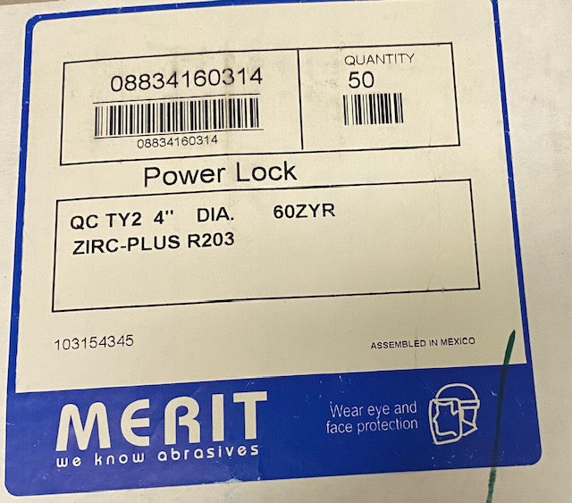 4"  60 GRIT, TYPE II POWERLOCK DISC- ZIRC PLUS