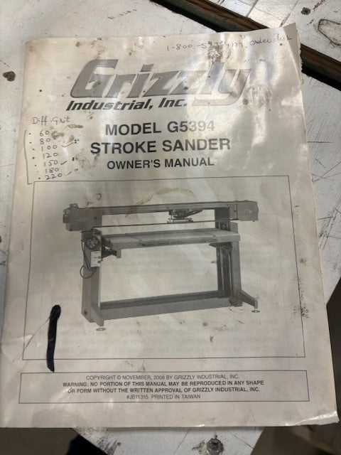 Grizzly G5394 Stroke Sander Consignment Sale