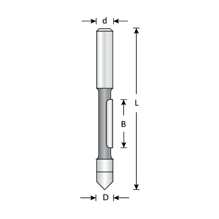 1/4" Dia, Carbide Tipped, Panel Pilot with Drilling Point, 1 Flute, 1/4" Shank, 1 1/2" Length