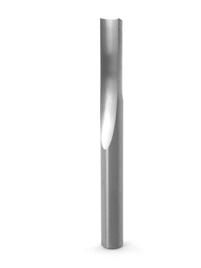 SOLID CARBIDE O FLUTE BIT, 1/4" X 1"CEL X 1/4" SHANK, 1 FLUTE