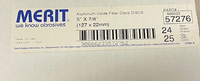 5" X 7/8"  24 GRIT D/C DISC A/O- MERIT